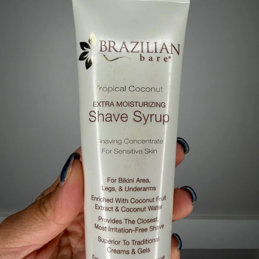 Brazilian Bare Shave Syrup Women 4oz Tropical Coconut Moisturizing Shave Gel 2pk